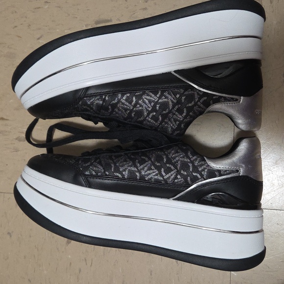 New Michael Kors Women's Black and Gray Platform Sneakers - Picture 7 of 8